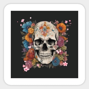 Skull with flowers Sticker